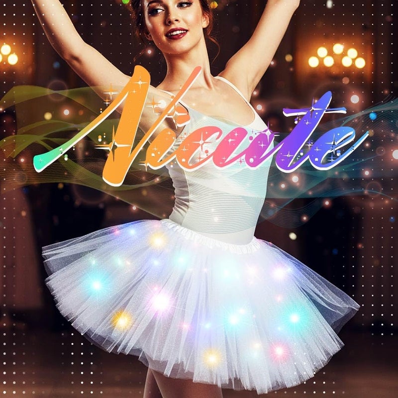 Nicute Light Up Tutu Led Layered Tulle Tutus Skirt for Women - Image 4
